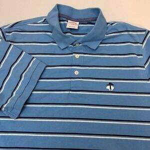 Brooks Brothers 1818 Mens Large Polo Shirt Blue Striped Cotton Logo‎ Casual